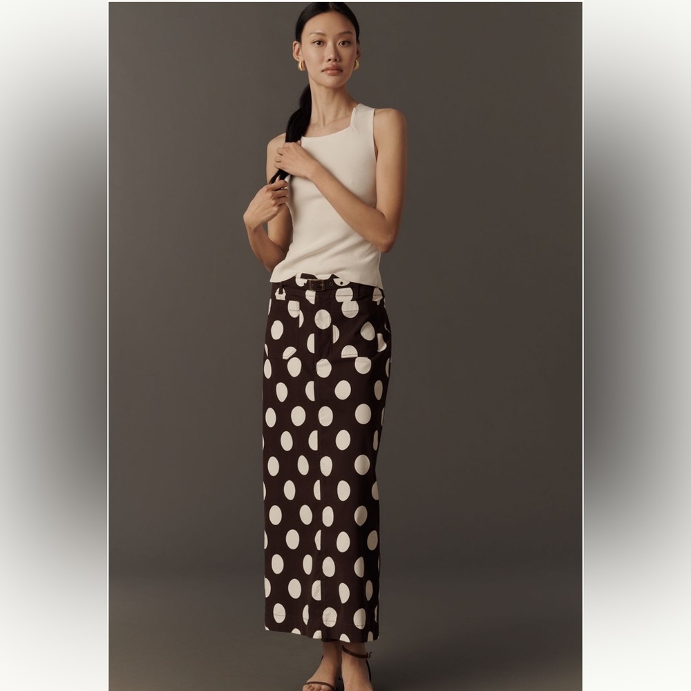 Maeve Colette Belted polka dot Maxi Skirt XLP